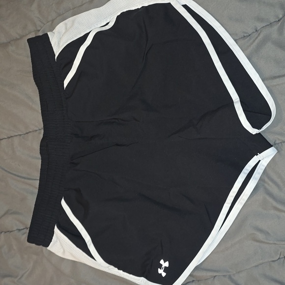 Under Armour Women's Black Shorts with White Trim - Picture 1 of 2
